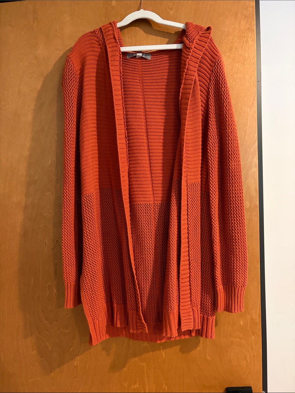 Marled Open-Front Hooded Cardigan Sweater - Orange